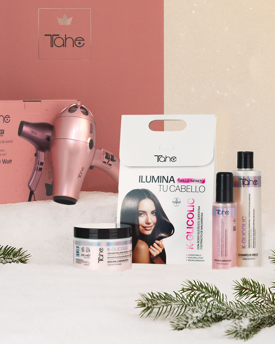 Pack secador edición limitada en oro rosa con tratamiento K-Glicolic de Tahe