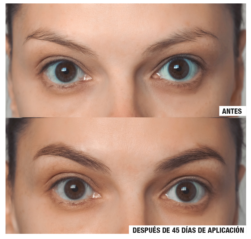 Antes y después del uso de EyeBrow Peptide T98 Eyes