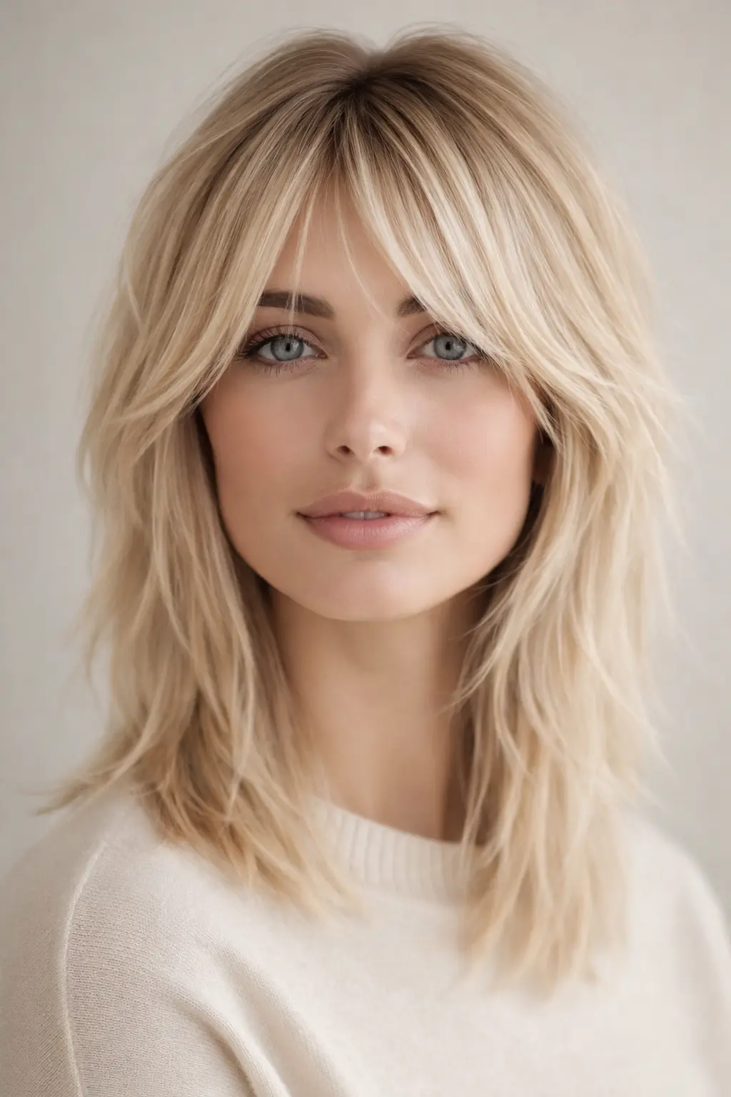 Mujer de cabello fino con corte shaggy