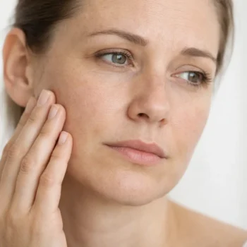 Piel sin brillo Mujer con la piel sin brillo