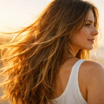 Sol y cabello Mujer con el cabello al sol