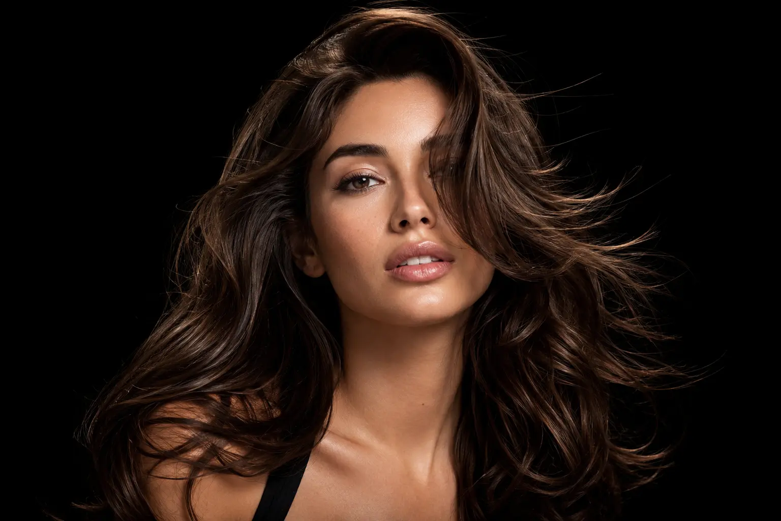 Modelo con pelo brillante