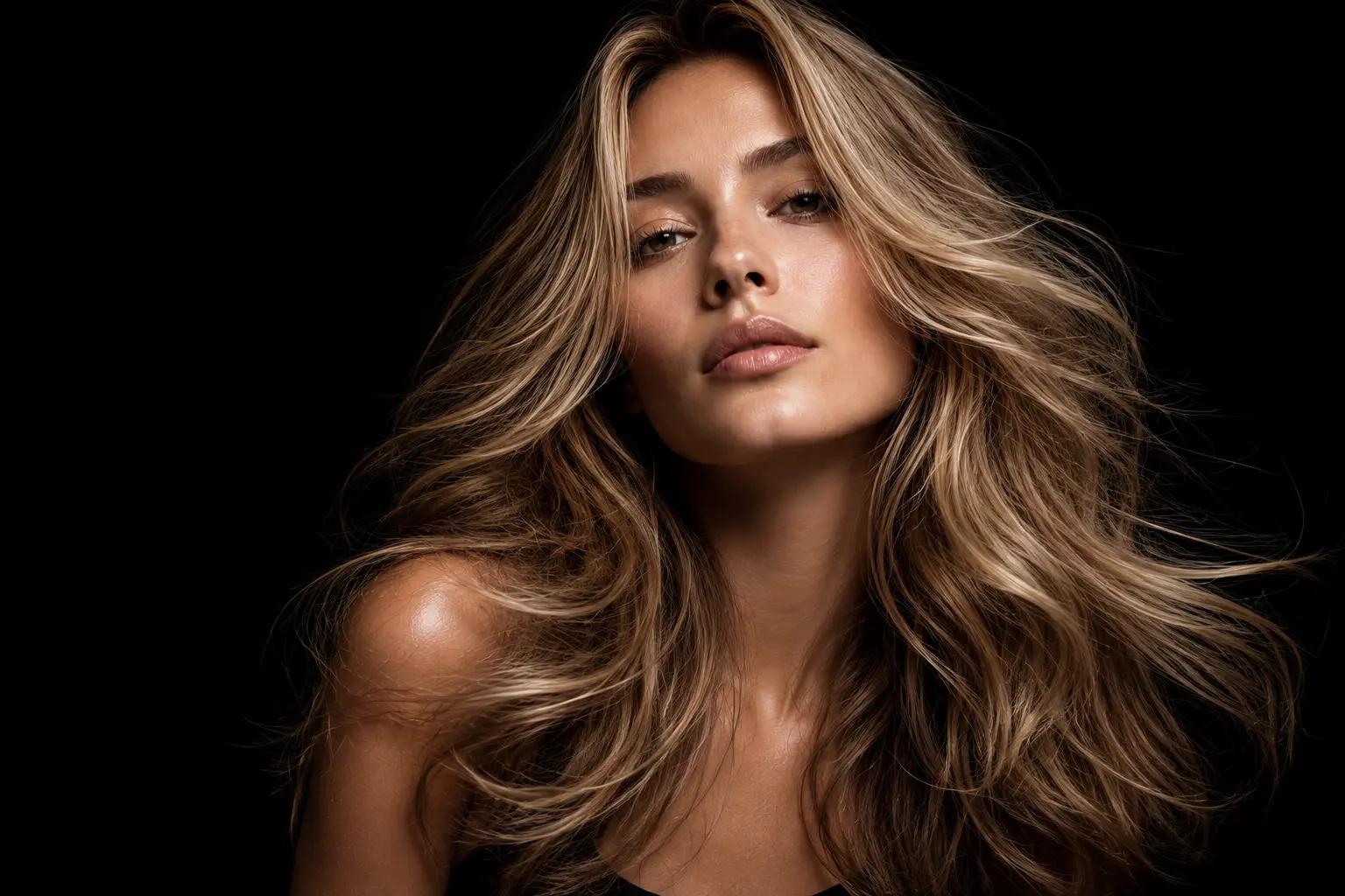 Modelo pelo fino con volumen