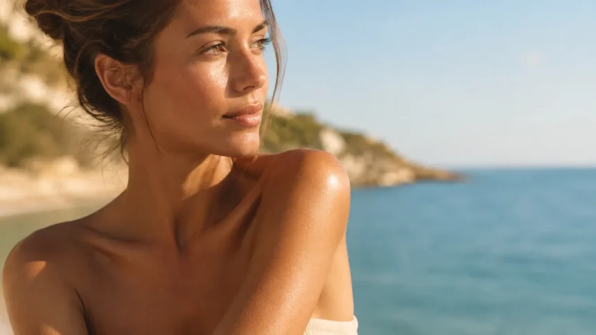 Piel glow en verano Mujer con piel glow en verano